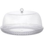 Plateau  gteau avec cloche en plastique transparent diamtre 32, 5 cm