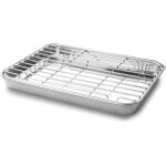 Plateau inox avec grille amovible ? 21, 5x15x2 cm ? four, frigo, cong�lo ? conductivit� thermique
