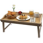 Plateau de lit relaxdays, en bambou, h x l x p : 20 x 50 x 30 cm, table de service, petit - d�jeuner ...