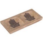 Plateau main fatima ethnique d�coration bois marron 20 cm