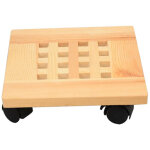 Plateau de pot de fleurs en bois carr� de 25 cm de diam�tre, support de fleurs mobile avec base de pot ...