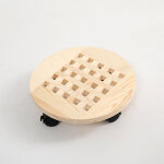 Plateau de pot de fleur rond en bois de couleur bois de 35 cm de diam�tre, support de fleur mobile avec ...