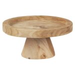 Plateau / prsentoir rond sur pied d. 27 cm en bois de teck - alice