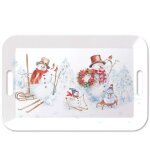 Plateau rectangulaire famille de bonshommes de neige