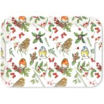 Plateau rectangulaire oiseaux et feuillages d'hiver