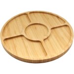 Plateau rond en bambou naturel de 12 pouces avec planche � charcuterie � 5 compartiments - parfait pour ...
