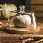 Plateau rond et cloche verre 16x22cm