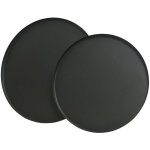 Plateau rond de métal, 30 - 35 cm, noir mat, set de 2 pièces, pour servir et décorer, plateau décoratif, ... Plateau rond de métal, 30 - 35 cm, noir mat, set de 2 pièces, pour servir et décorer, plateau décoratif, ...