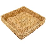Feiyue - plateau en rotin, organisation de table, panier de rangement de collations tiss  la main carr, ...