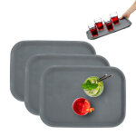 Plateau de service, lot de 3, surface antidrapante, design rectangulaire, l x p : 35 x 25 cm, gris - ...