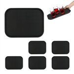 Plateau de service, lot de 6, surface antidrapante, design rectangulaire, l x p : 41 x 30 cm, noir - ...