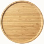 Plateau de service en bambou, plateau rond en bois, plateau de service en bois, fruits, pain, assiette ...