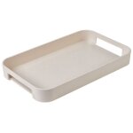 Plateau de service blanc avec poignes plateau de service rectangulaire empilable en plastique