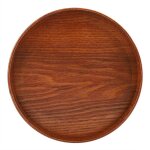 Plateau de service rond en bois naturel, assiette en bois, plat de service pour th�, nourriture, eau ...