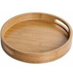Plateau de service rond en bois avec poign�es, plateau d�coratif rond, en bambou naturel, utilis� pour ...