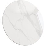 Plateau de table round en c�ramique � bord biseaut� en pierre fritt�e blanc - 60cm
