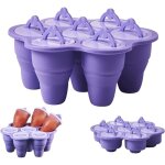Pliable moule � glace, 7 cavit�s silicone moule � cr�me glac�e pour sucettes glac�es maison et cr�me ...