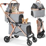 Pliable poussette double pour chien, transporteur pour chats, buggy pour chien, bo�te pour chien, sac ...