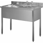 Moderna - plonge inox 140 x 60 un bac, un �gouttoir � droite avec pi�tement