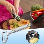 Plucheur à légumes à double lame en acier inoxydable pour la cuisine - coupe - julienne de qualité commerciale ... Plucheur à légumes à double lame en acier inoxydable pour la cuisine - coupe - julienne de qualité commerciale ...