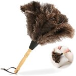 Plumeau d'autruche 34 cm plumeau avec manche en bois pour chambre salon biblioth�que