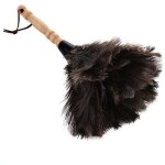 Plumeau d'autruche - manche en bambou - essuie - poussi�re - plumes d'autruche naturelles - 32 cm