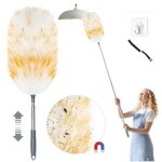 [jamais utilis�] plumeau en laine d'agneau de haute qualit�, t�lescopique, lavable, extensible jusqu'� ...