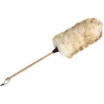 Plumeau en peau d'agneau avec manche en bois env.