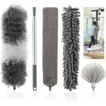 Plumeau t�lescopique 5 en 1 avec t�te en microfibre lavable et pliable et manche en acier inoxydable. ...