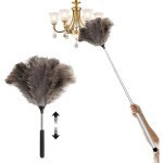 Plumeau tlescopique extensible en plumes d'autruche ? nettoyez facilement plafonds hauts et placards ...