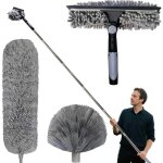 Plumeau telescopique, tete de loup telescopique avec extension r�glable 1. 5 - 6m, balai araign�e tete ...