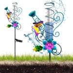 Pluviom�tre solaire de jardin ? verre r�sistant au gel, mesure pr�cise des pr�cipitations pour pelouse, ...