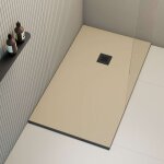Poalgi - receveur de douche extraplat, beige albero, l. 80 x l. 120 cm, grille noire, srie hos's