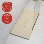 Poalgi - receveur de douche extraplat, blanc perle, l. 70 x l. 100 cm, finition sable, s�rie clay