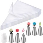 Poches � douilles jetables avec douilles inox adaptateur inclus, d�coration g�teaux cupcakes p�tisseries ...
