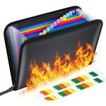 Pochette anti feu, 12 poches sac  documents ignifuge, a4 mallette de rangement de billets de banque ...