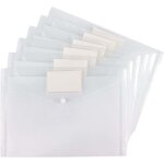 Pochette plastique a4, lot de 5 pochettes porte - documents avec rabat, couleurs vives transparentes, ...