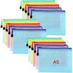 Pochette plastique a5, 15pcs pochette zipp�e, pvc mesh zipper pouch document wallet, ranger papiers petits ...