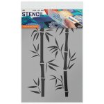 Pochoir a5 - qbix - motif branches de bambou - plastique flexible - r�utilisable - 2 motifs