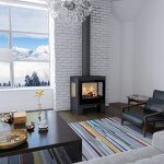 Po�le � bois 3 faces raccordable - bronpi loreto 10 kw sans kit air