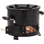 Po�le � bois de camping noir 36 x 26 x 22, 5 cm m�tal