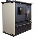 Pole  bois de cuisine verso cs plus - 7, 7 kw avec four en inox, panneaux peints en ivoire et sortie ...