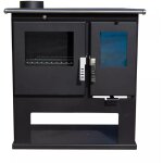 Verso - pole  bois de cuisine cs - 7, 7 kw avec four, plaque suprieure en mtal et sortie de fume ...