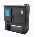 Verso - po�le � bois de cuisine cs lite - 7, 7 kw avec four et plaque sup�rieure en m�tal, sortie de ...