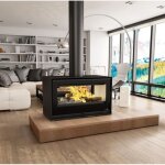 Po�le � bois double face - bronpi cairo 90 - d box 13 kw foyer en firetek - sans kit ventilation - pose ...
