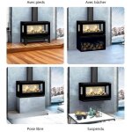 Po�le � bois moderne pose libre, suspendu, sur pieds, avec b�cher - bronpi cairo 903c box 13 kw avec ...