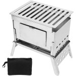 Po�le � bois pliant chauffant, kits de barbecue portables pliables pour pique - nique de randonn�e en ...