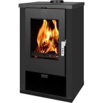 Po�le � bois verso theia - 9 kw panneaux lat�raux noirs et design contemporain