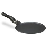 Pole  crpes en fonte d'aluminium 25 cm, revtement antiadhsif, entretien facile, bord plat, noir ...