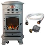 Universal - poele à gaz 3, 4 kw gris souris effet poêle à bois fonte véritable + tuyau gaz + détendeur ... Universal - poele à gaz 3, 4 kw gris souris effet poêle à bois fonte véritable + tuyau gaz + détendeur ...
